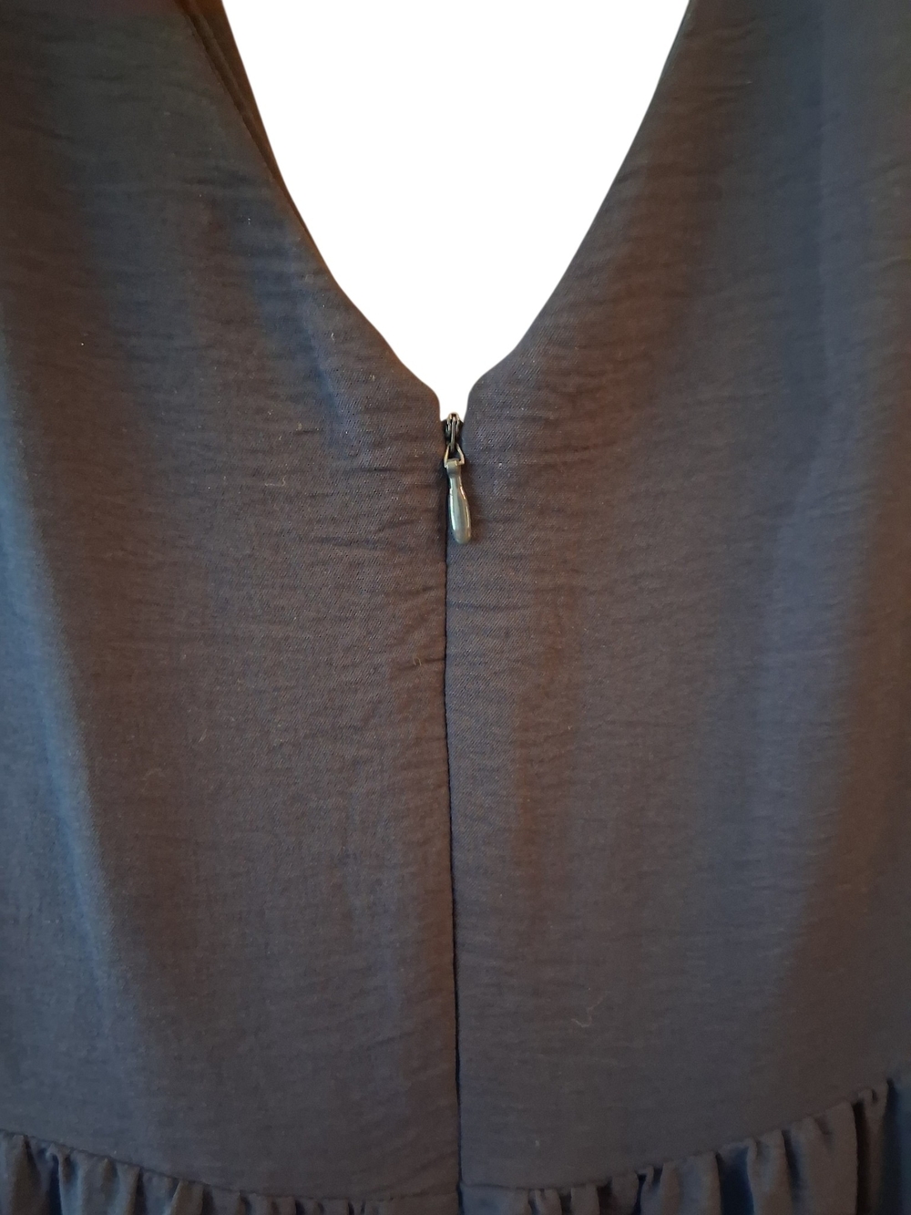 DKNY Navy Midi Dress with Cream Ruffle Hem - Picture 6 of 8